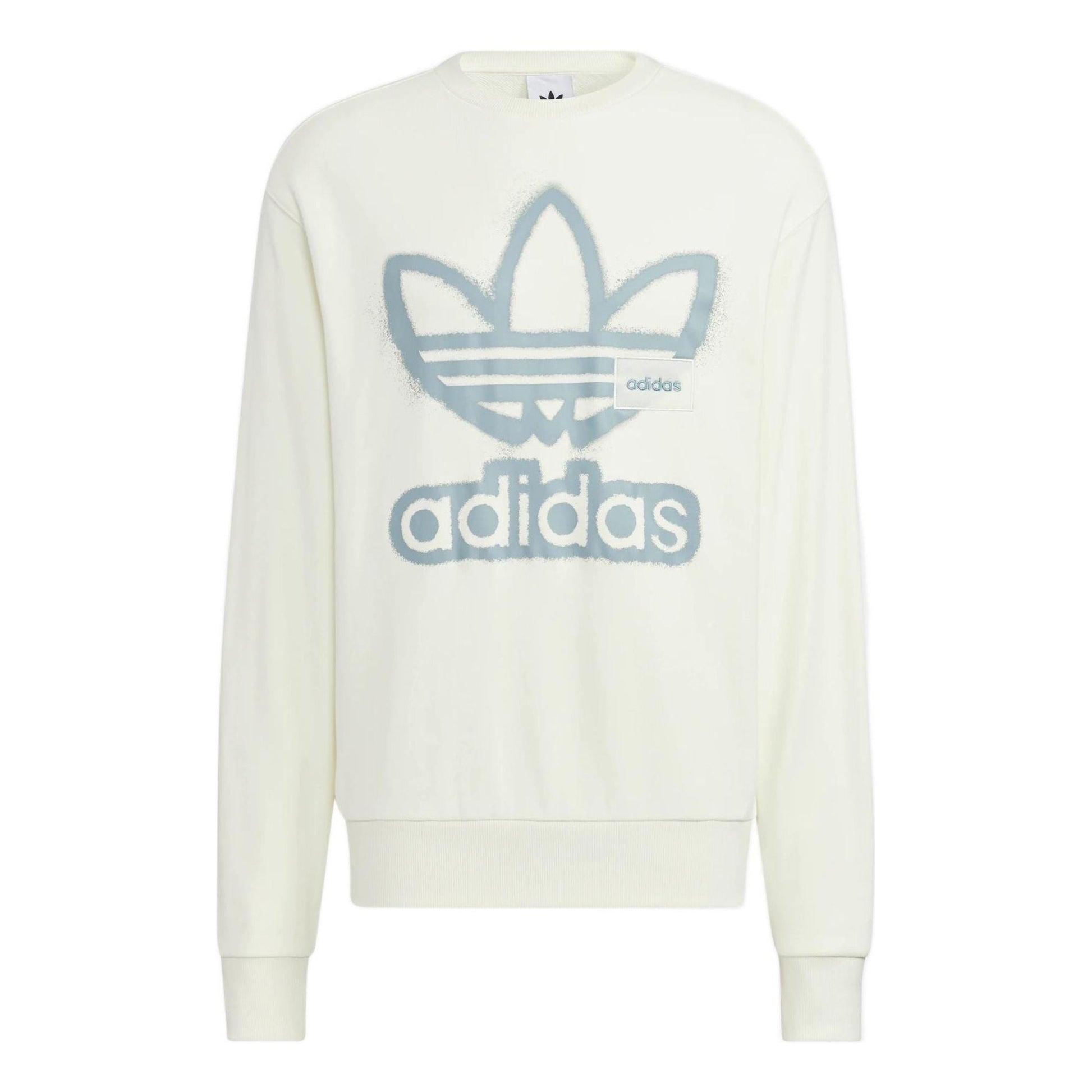 adidas originals Adicolor Crew Chest Printing Round Neck Pullover Long Sleeves Creamy White HS1995