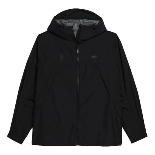 adidas originals Paradigm Shell Solid Color Sports Hooded Jacket Black HF8108