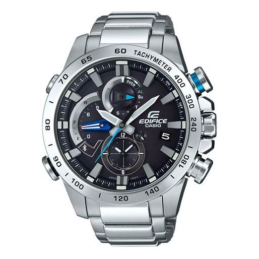 CASIO EDIFICE Waterproof Sports Stainless Steel Strap Black Watch Dial Mens Black Analog EQB-800D-1A