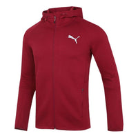 PUMA Running Sports Training Knit hooded Logo Jacket Deep Red 846341-22