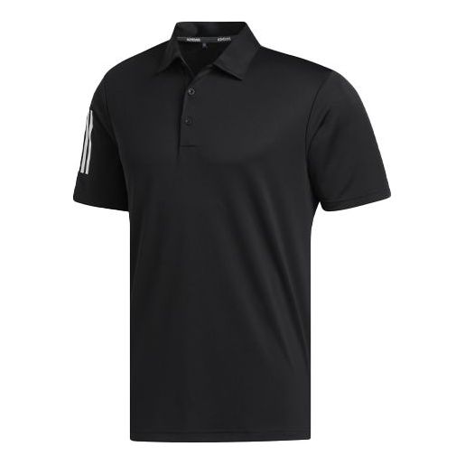 adidas Golf Sports Stripe Printing Short Sleeve Polo Shirt Black FJ9837