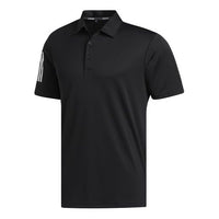 adidas Golf Sports Stripe Printing Short Sleeve Polo Shirt Black FJ9837