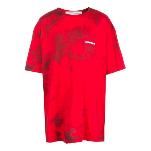 Men's Off-White Logo Tie Dye Red T-Shirt OMAA083S201850202000
