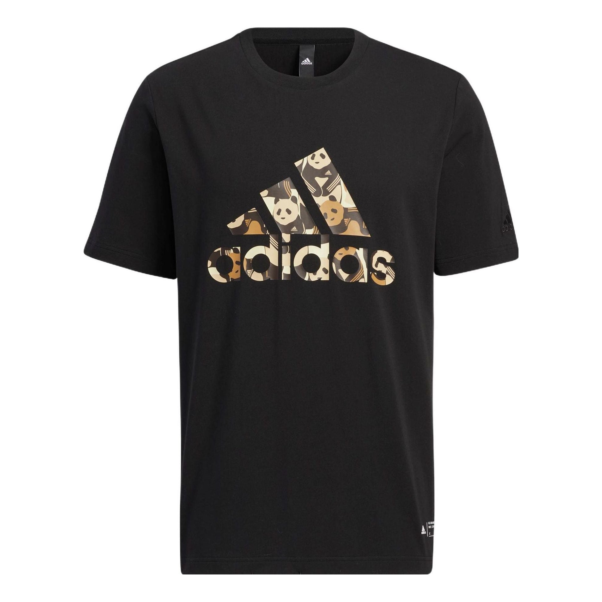 adidas Solid Color Logo Athleisure Casual Sports Short Sleeve Unisex Black HS4396