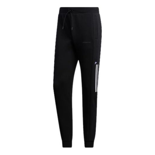 adidas neo x Yellow Crossover Stripe Casual Sports Pants Black GL7221