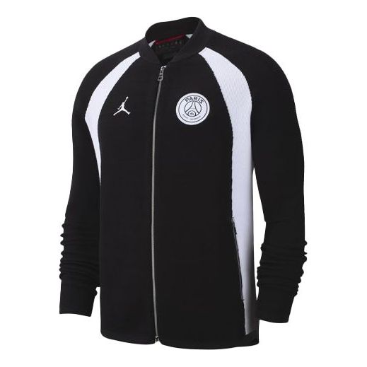 Air Jordan x Paris Saint-Germain Crossover Flight Knit Full-length zipper Cardigan Logo Jacket Black BQ4210-001
