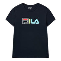 FILA Contrasting Colors Printing Logo Loose Round Neck Short Sleeve Blue F51M128175F-NV