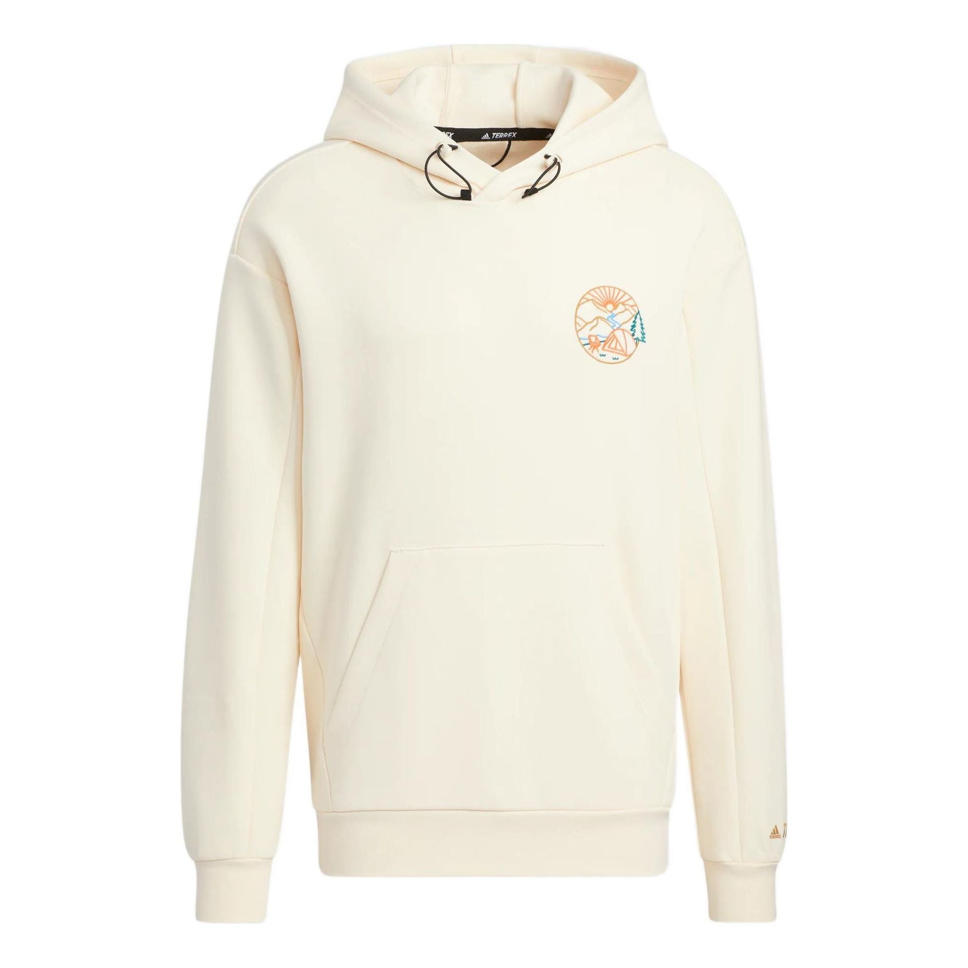 adidas Gfx Hood Swt Back Abstract Pattern Printing Kangaroo Pocket Sports Hooded Long Sleeves Creamy White HN2017