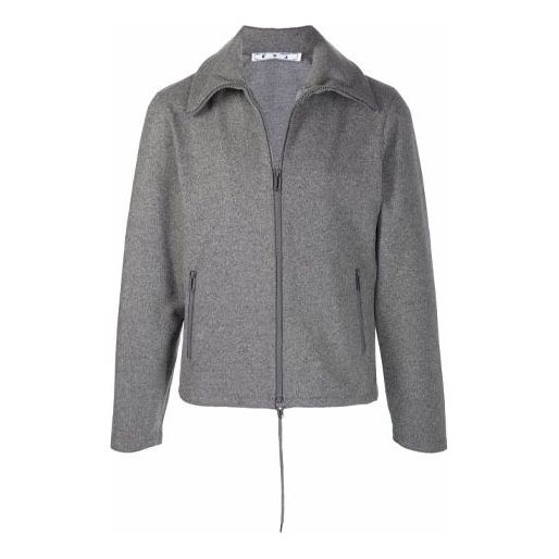 Off-White FW21 Solid Color lapel Zipper Jacket Version Gray OMBD030F21FAB0010606