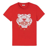 KENZO Tiger Head Alphabet Logo Printing Cotton Short Sleeve Red FA5-2TS7214W5-21