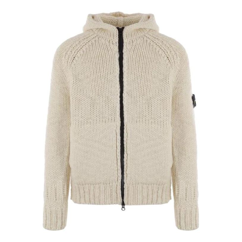 STONE ISLAND Ivory Wool Cardigan 'Plaster' 7915544D4-V0097