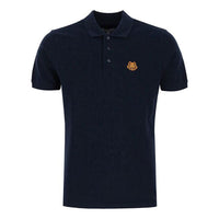 Men's KENZO SS21 Small Tiger Head Embroidered Short Sleeve Polo Shirt Navy Blue FA65PO0014PU-76
