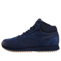 Reebok Cl Lthr Mid Ripple Sherpa Navy Blue Running Shoes DV5109