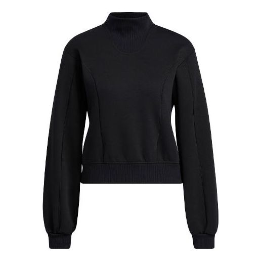 (WMNS) adidas Solid Color High Collar Pullover Hoodie Black GR8118