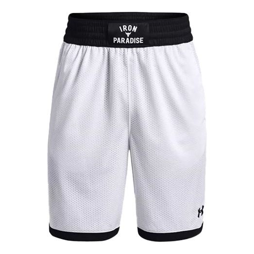 Under Armour Project Rock Iron Paradise Mesh Shorts 'White Black' 1361618-100