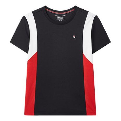(WMNS) FILA Casual Contrasting Colors Sports Short Sleeve Blue F11W021119F-NV
