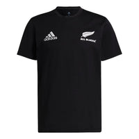 adidas Solid Color Logo Rugby Sports Short Sleeve Black GU3158