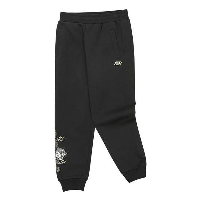 (GS) Skechers CNY Animal Graphic Woven Casual Pants 'Black' L122B022