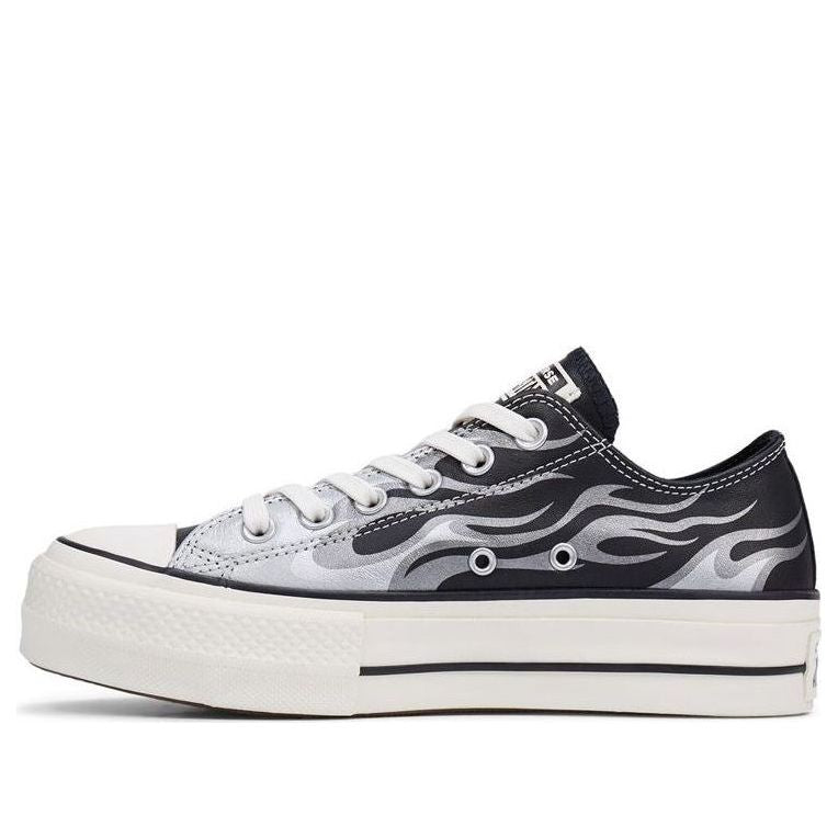 (WMNS) Converse Chuck Taylor All Star Platform Metallic Flame Low Top Black White 565900C