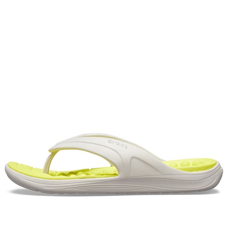 Crocs Reviva Stylish Upper Round Toe Flip Flops 'White Yellow' 205545-1CC