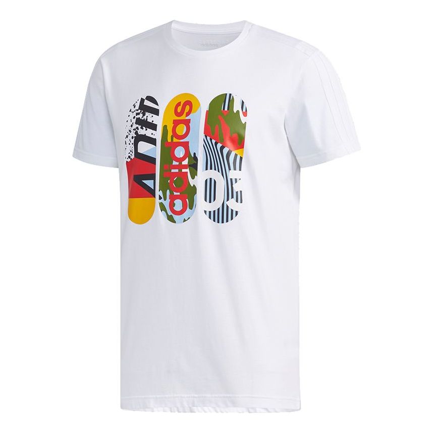 adidas neo M Cs Skt Tee 1 Skateborad Printing Knit Sports Male White FK9917
