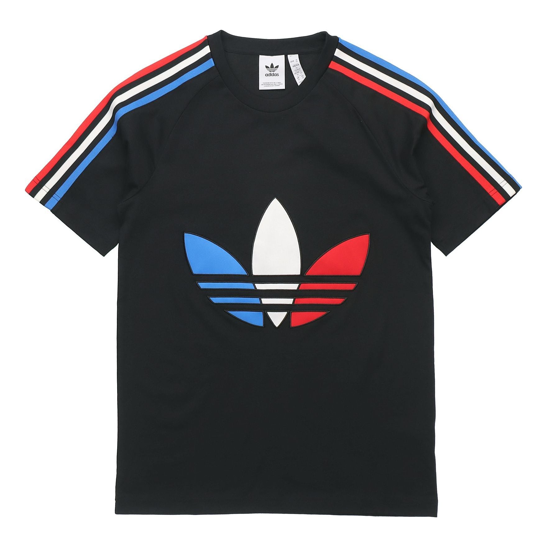 adidas originals MENS Tricol Logo Printed Crew Neck Short Sleeve Black GQ8920