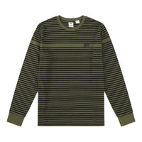 Men's Levis Casual Pure Cotton Stripe Long Sleeves Dark Green T-Shirt 85622-0000