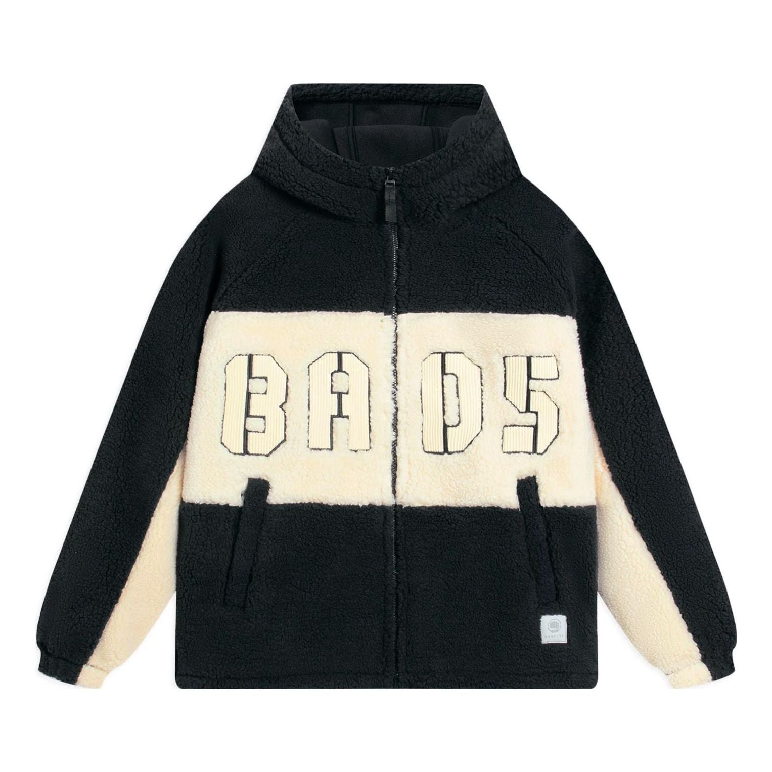 Li-Ning BadFive Logo Fleece Full Zip Jacket 'Black Beige' AFDSA69-4