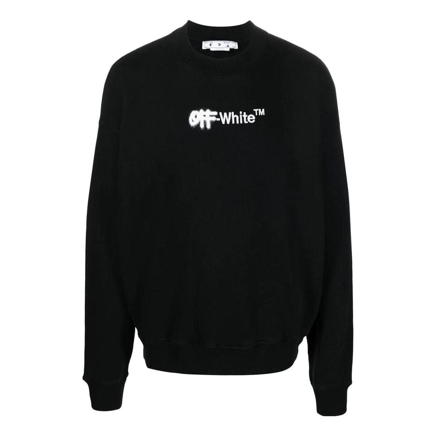 Men's Off-White FW22 Logo Embroidered Round Neck Long Sleeves Black OMBA054F22FLE0011001