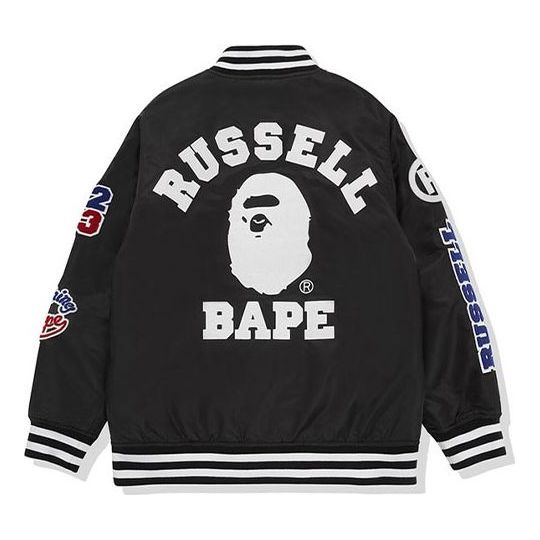 A Bathing Ape x RUSSELL Crossover Baseball Jacket 'Black' 1G73-140-913