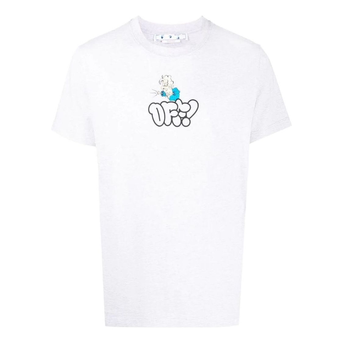 Men's Off-White Solid Color Logo Printing Short Sleeve White T-Shirt OMAA027S22JER01208570857