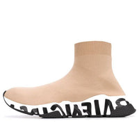 Balenciaga Speed Graffiti Sneakers 'Beige Knit with White and Black Graffiti Sole Unit' 605942W2DB79791