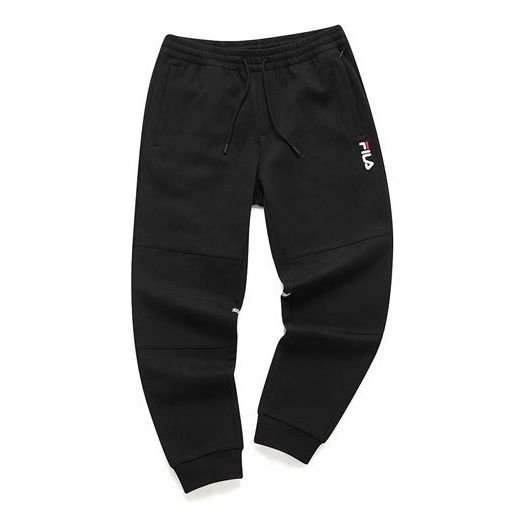 FILA FUSION Athleisure Casual Sports Printing Bundle Feet Knit Long Pants Black T11M115604F-BK