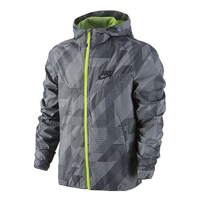 Nike Splicing Chest Brand Logo Geometry Pattern Printing hooded track Jacket Gray 687564-012