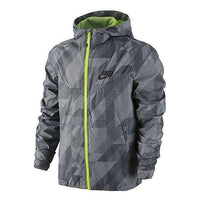 Nike Splicing Chest Brand Logo Geometry Pattern Printing hooded track Jacket Gray 687564-012