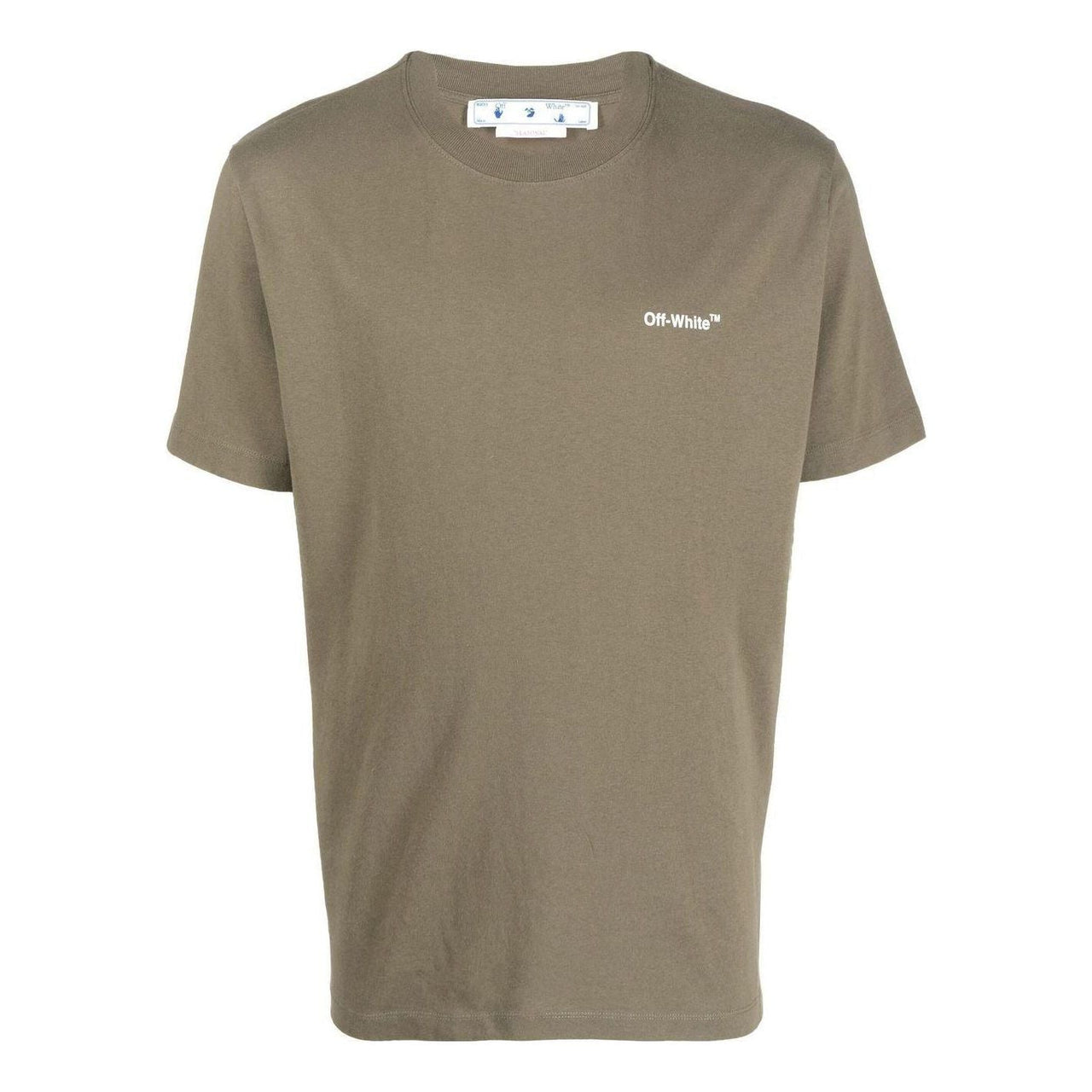 Men's Off-White FW22 Arrow Pattern Printing Round Neck Short Sleeve Green T-Shirt OMAA027F22JER0085601