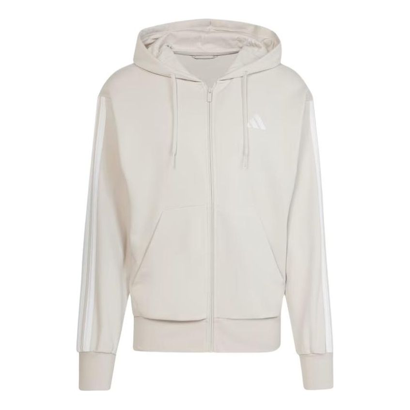 adidas Essentials 3-Stripes French Terry Full-Zip Jacket Asia Sizing 'Beige' JE6340