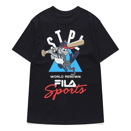 Men's FILA FUSION x staple Crossover Cartoon Printing Sports Round Neck Short Sleeve Legendary Blue T-Shirt T11M134104F-NV