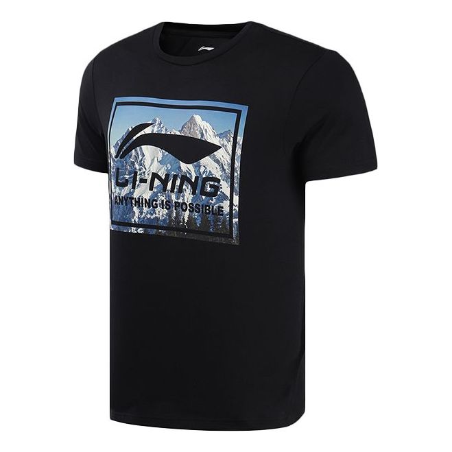 Li-Ning Big Logo Graphic T-shirt 'Black' AHSQ551-1
