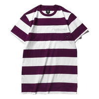 Men's Vans Colorblock Stripe Casual Short Sleeve Purple White Stripe 'Dark Purple White' VN0A3WBFYPJ
