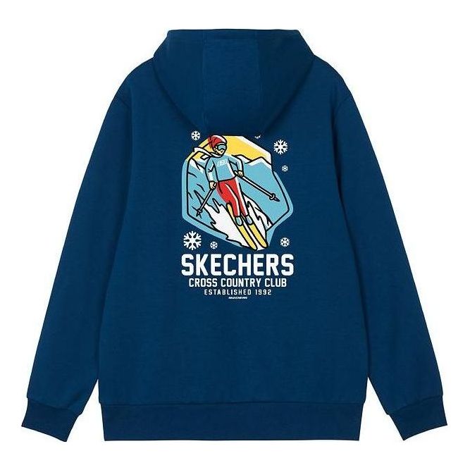 Skechers Cartoon Graphic Drawstring Hoodie 'Navy Black White Grey' L422U239