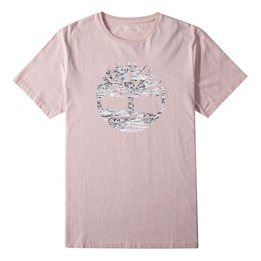 Men's Timberland Round Neck Printing Short Sleeve Pink A1X1GR28