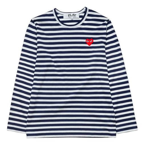 COMME des GARCONS PLAY Striped Long Sleeves Tee 'Navy White' AZ-T208-051-1