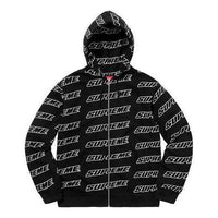 Supreme Repeat Zip Up Hooded Sweatshirt 'Black White' SUP-SS21-890