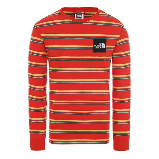 Men's THE NORTH FACE Stripe Printing Long Sleeves Tops Red NF0A4C9ICH8S