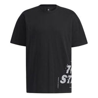 Men's adidas Alphabet Printing Casual Round Neck Short Sleeve Black T-Shirt GL8714