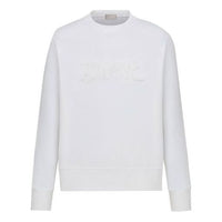 Men's DIOR x PETER DOIG Crossover FW21 Solid Color Logo Embroidered Round Neck Pullover White 143J684C0531-C080