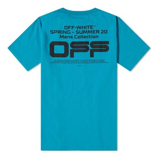 Off-White SS20 Wavy Line White Printing Loose Men Blue OMAA038R201850043910