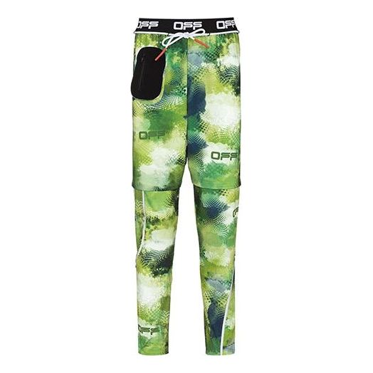 Men's Off-White Camouflage Printing Casual Long Pants/Trousers Green OMVG014I21FAB0028400