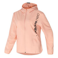 (WMNS) adidas neo Alphabet Printing Sports Hooded Jacket Gray Pink FL4426
